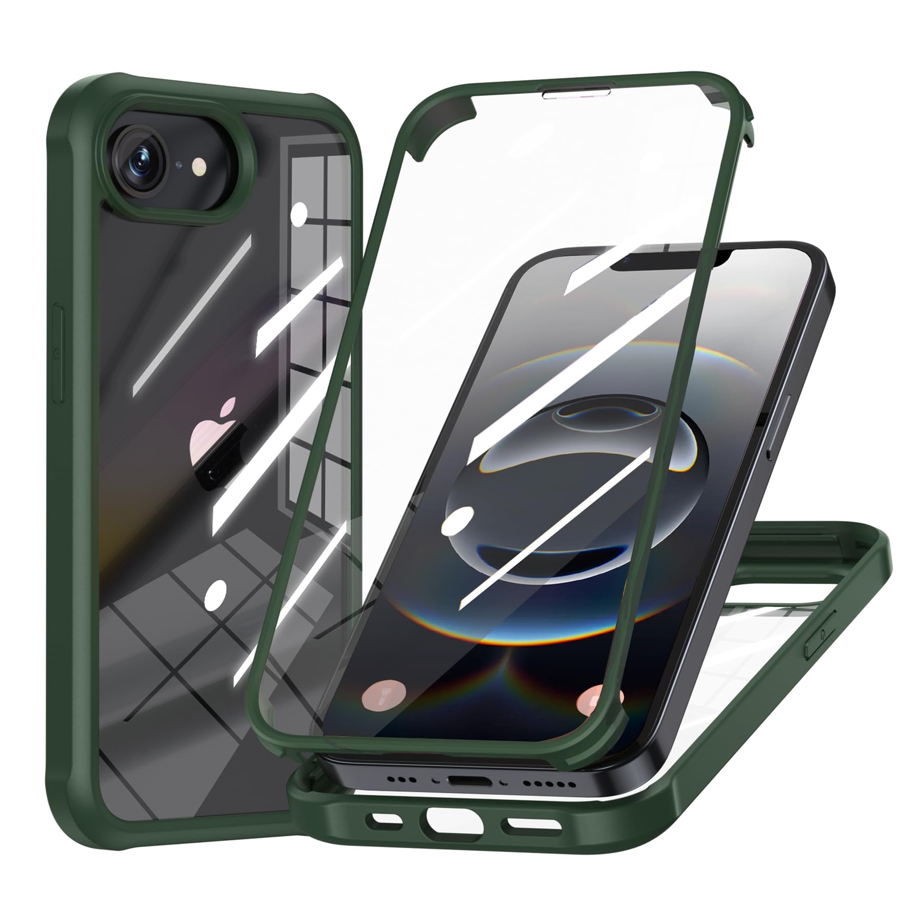 Amazon.co.jp: MQman iPhone16e ケース iPhone17e 両面透明 前面ガラス